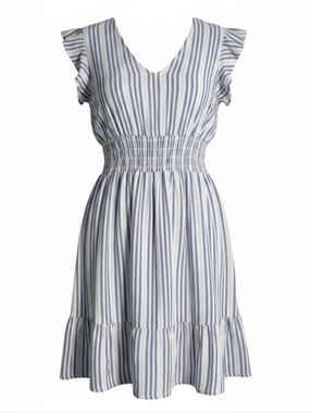 Rails Blue and White Striped Midi Dress